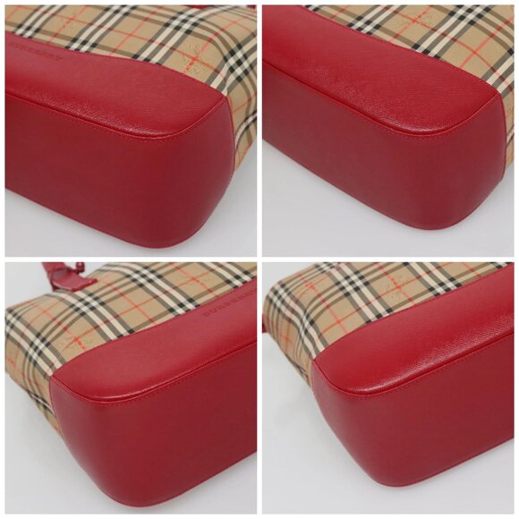 BURBERRY Nova Check Hand Bag Canvas Beige Gold Auth 120804 - Picture 14 of 16